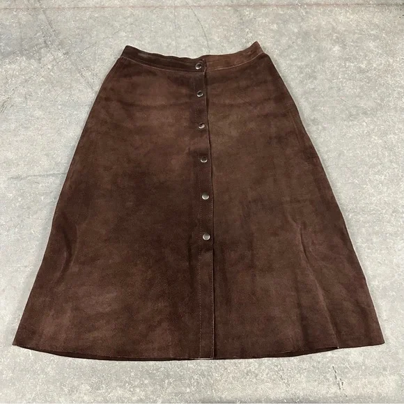 The Limited Skirts Vintage 7s The Limited Brown Suede Leather